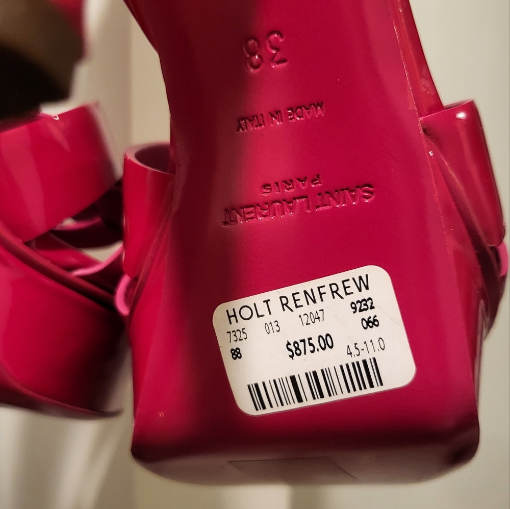 Authentic Saint Laurent Tribute Sandals in Fuchsia - Picture 10 of 11